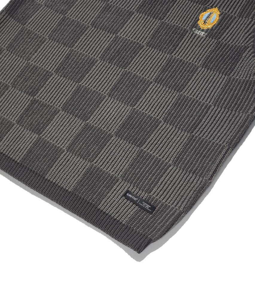 Critic Checkerboard Knit Vest Charcoal