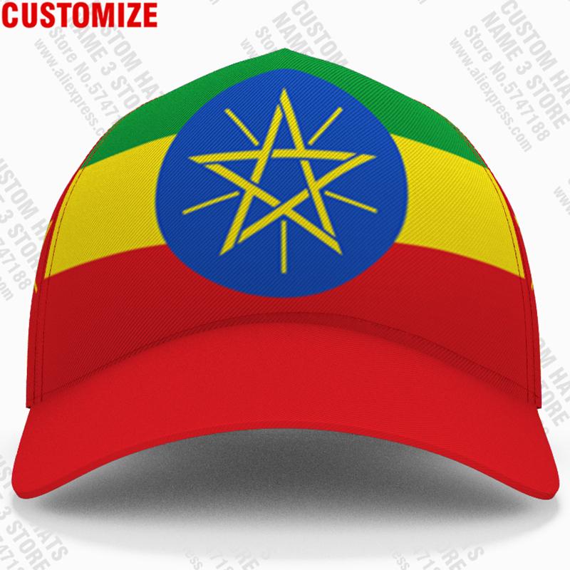 Ethiopia Baseball Cap Free 3D Custom Made Name Number Team Logo Et Hat Eth Country Travel Ethiopian Amharic Nation Flag Headgear