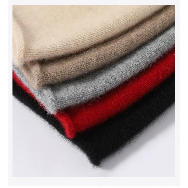 Solid Color 100% Cashmere Beanie Unisex Winter Warm Ear Protection Hat Casual Versatile Slouchy