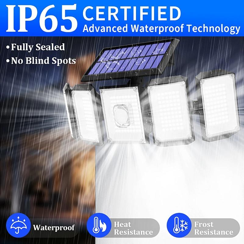Solar Lights for Outdoor Use with Motion Sensor, 300 LEDs Super Bright with Remote, 3 Modes IP65 Waterproof for Garden