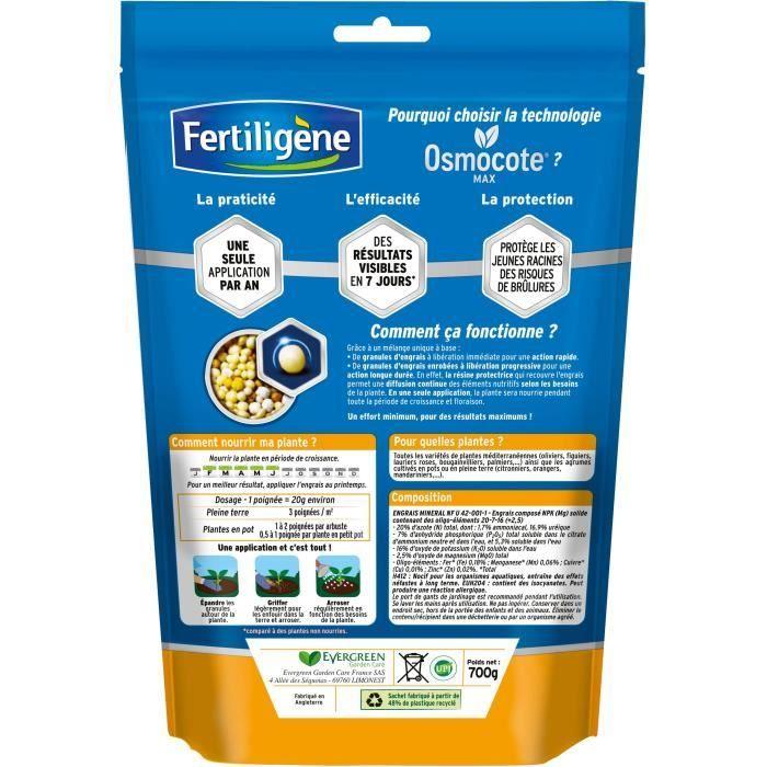 FERTILIGÈNE - Engrais Longue durée Osmocote max Agrumes et Plantes méditerranéennes 700g