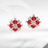 Winter Christmas Snowflake Earrings for Women Shining Red Crystal Flower Stud Earring Statement Xmas Gifts Luxury Jewelry