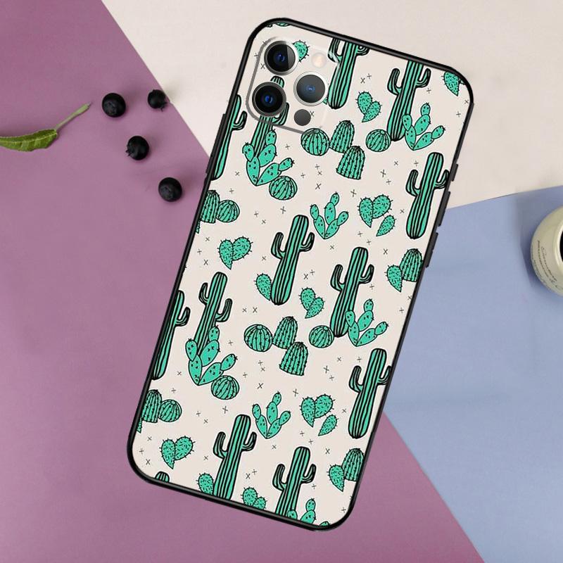 Cactus Pattern Phone Case For iPhone 16 15 14 13 12 11 17 Pro Max 13 Mini 16 Plus 16e 17 Air Bumper Cover