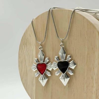 Collana con Ciondolo Cuore e Croce Gotico Punk per Coppie