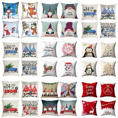 Weihnachts-Cartoon-Kissenbezug-Set Set aus vier Stück Heim Wohnzimmer Dekoration Kissenbezug Rückenlehnenkissen Auto Taille