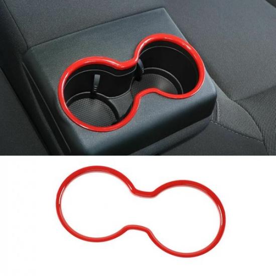 

Red Rear Armrest Water Cup Holder Cover Frame Trim Ring For Dodge Charger 2010+