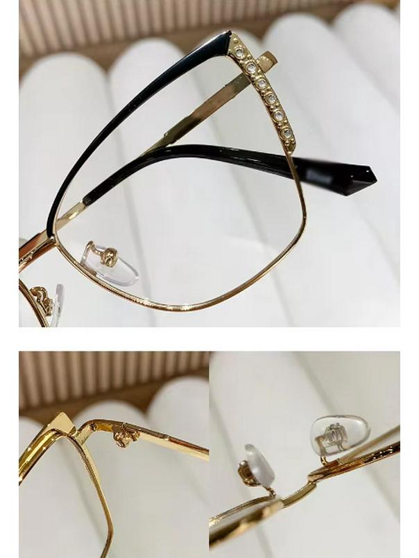 Women's Cat-Eye Rhinestone Eyeglass Frames: Trendy Photochromic & Anti-Blue Light Glasses