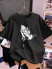 Praying Hands Printed Short Sleeve TShirts Womens Cotton Summer Tee Shirts Comfortable Loose ONeck Tops Casual Woman Clothes
