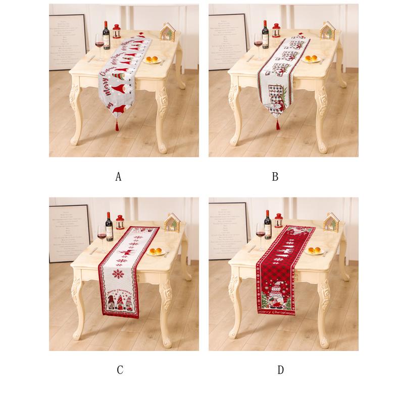Christmas Tree Elk Snowflake Plaid Table Runner Party Wedding Decoration Table Runner Christmas Decoration Home Table Runner