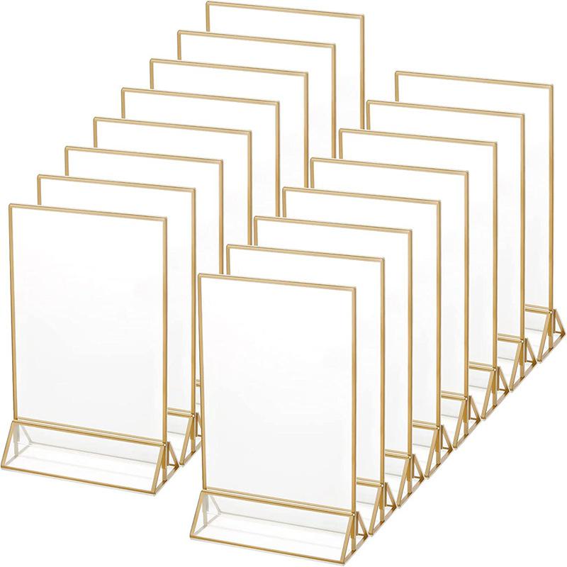 Acrylic Gold Edge Double-Sided Table Card Stand for Milk Tea Shop