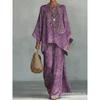 1116 European and American spring new printing temperament round neck versatile casual loose two-piece set