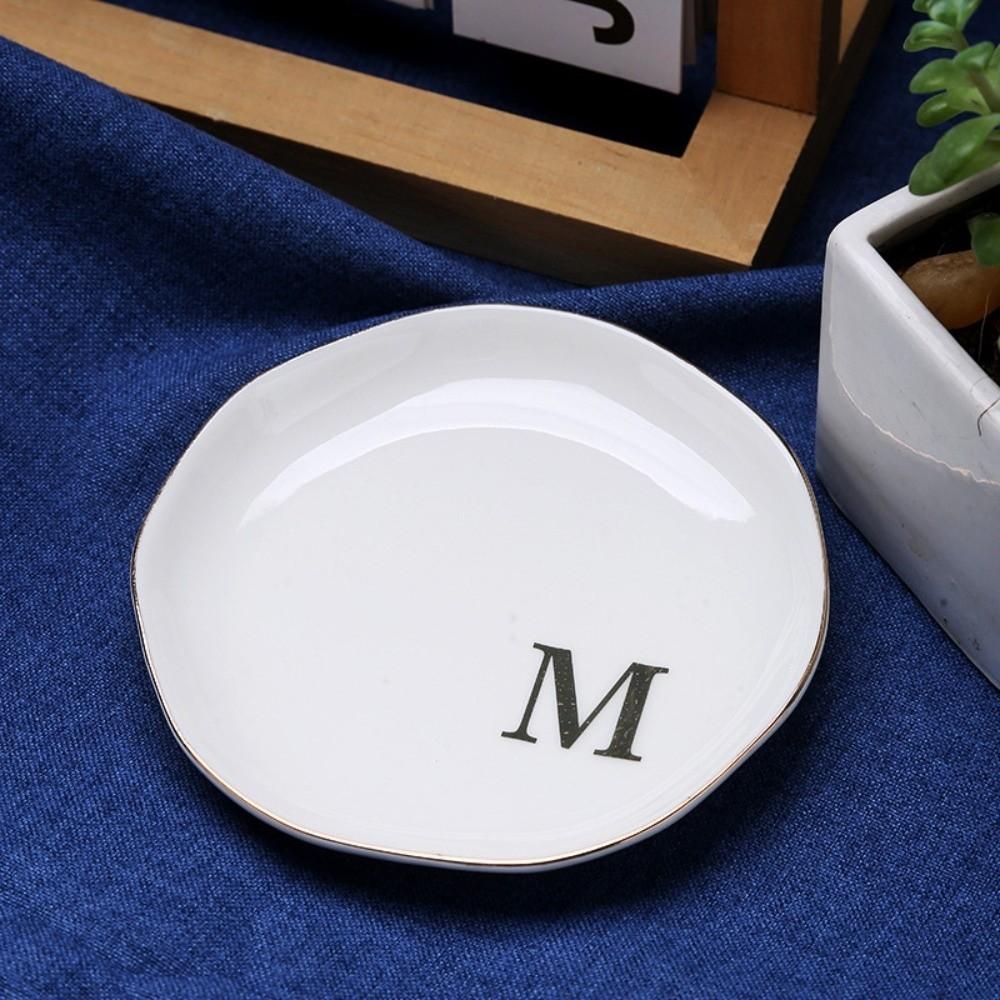 Gold Rim Monogram Letter Ring Dish A-Z Decorative Ring Holder Plate Blogger's Recommendation