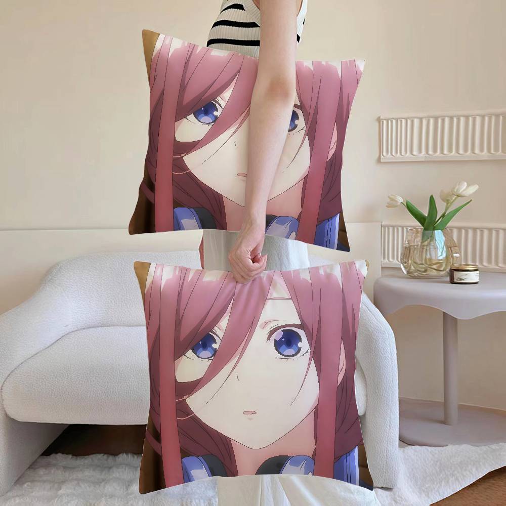 M-Miku Nakano Pillow Case Anti-dustmite Pillowcase Invisible zipper silky Sofa cushion cover