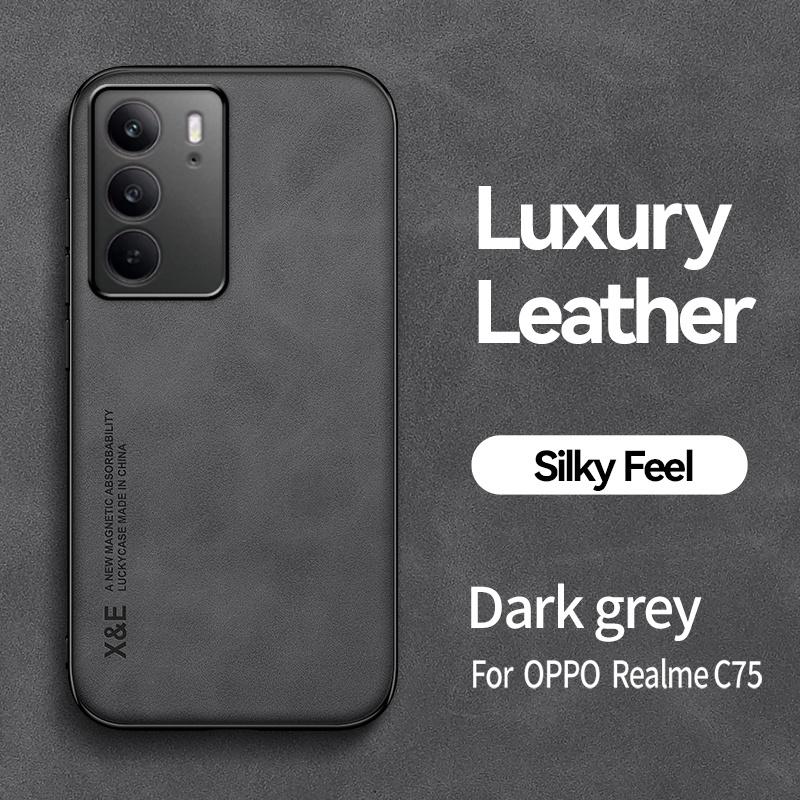 Funda For OPPO Realme C75 4G Case Car Magnetic Holder Leather Phone Cover For Realmi C75 C 75 RealmeC75 75C Soft Silicone Coque
