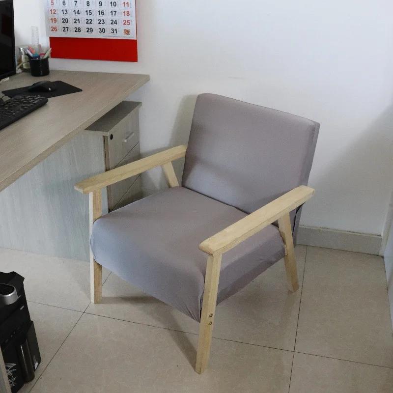 

Solid Color Single Sofa Cover Universal Wood Chair Cover High Stretch Hotel Living Room Furniture Arm Chair Protector Cover