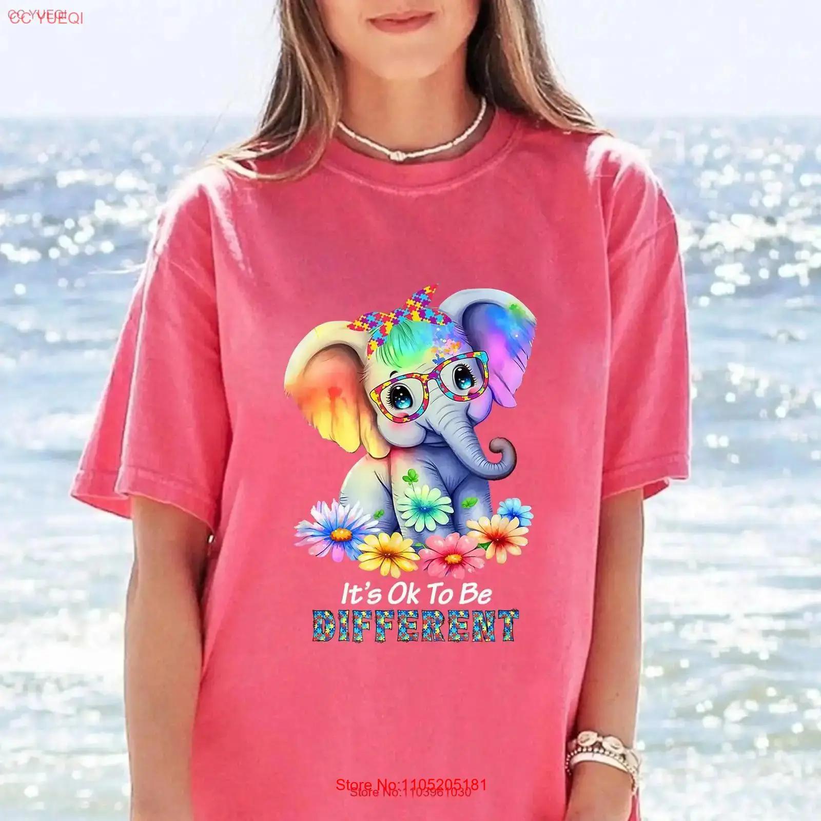 It s OK to Be DifferenT T Shirt Cute Colorful Elephant Inspirational Autism Awareness Unique for Kids and Women vintage Washed XL