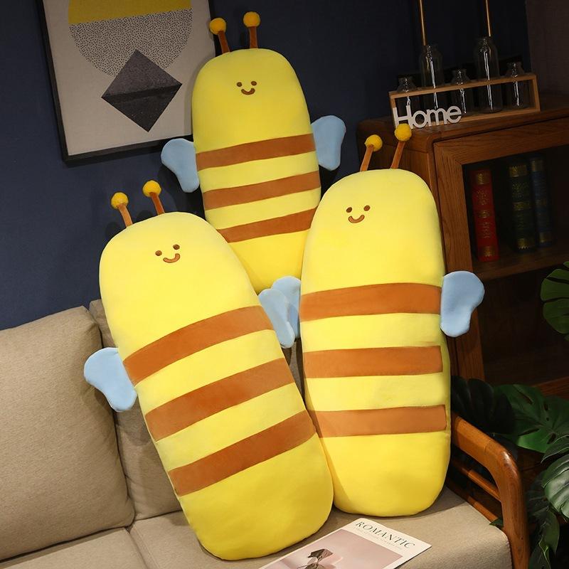 Cute Cute Bee Long Throw Pillow Plush Toy Doll Little Bee Doll Children Accompany Soothing Doll