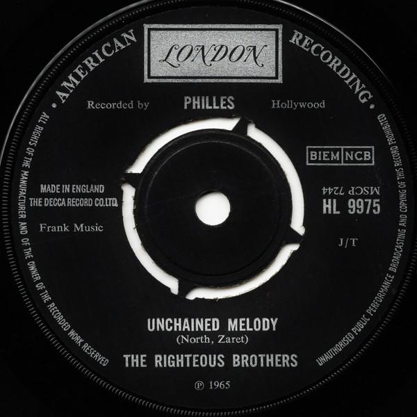 

7inch Record RIGHTEOUS BROTHERS Unchained Melody HL9975 London Records UK Pop Used