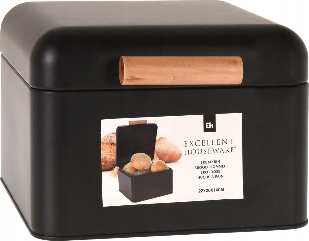 Black metal bread bin 40x20 cm