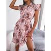 Spring and Summer Temperament Flower Tie Waist Large Swing Pleated Skirt Ladies Fashion Dress Loose Medium Long Skirt