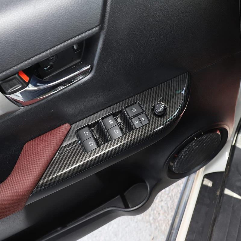 A87Q-Car Door Armrest Window Switch Panel Cover Trim for Toyota Hilux 2015 2016 2017 2018 (ABS Carbon Fiber)