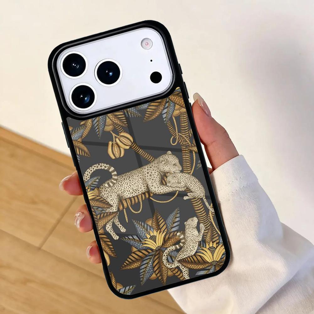 Tigers Leopards tropical leaves Phone Case For Apple iPhone 17 air 16 Pro Max 15 Pro Max 14 13 12 11 Mini Back Cover