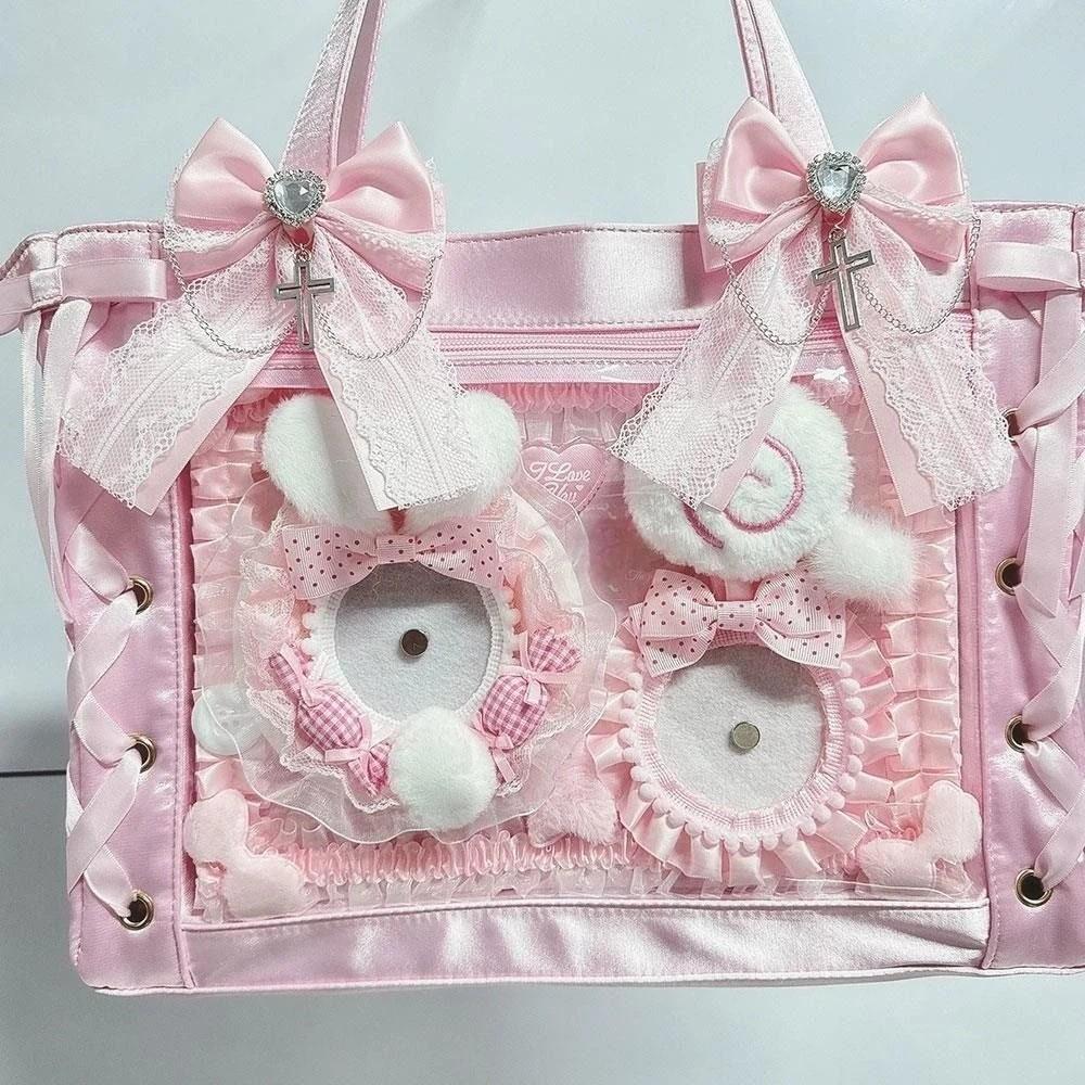 Cute Bow Cross Pendant Gothic Hair Clip Bag Charm Exquisite Lace Design Lolita Hair Accessories Japanese Style Y2K Hair Clip