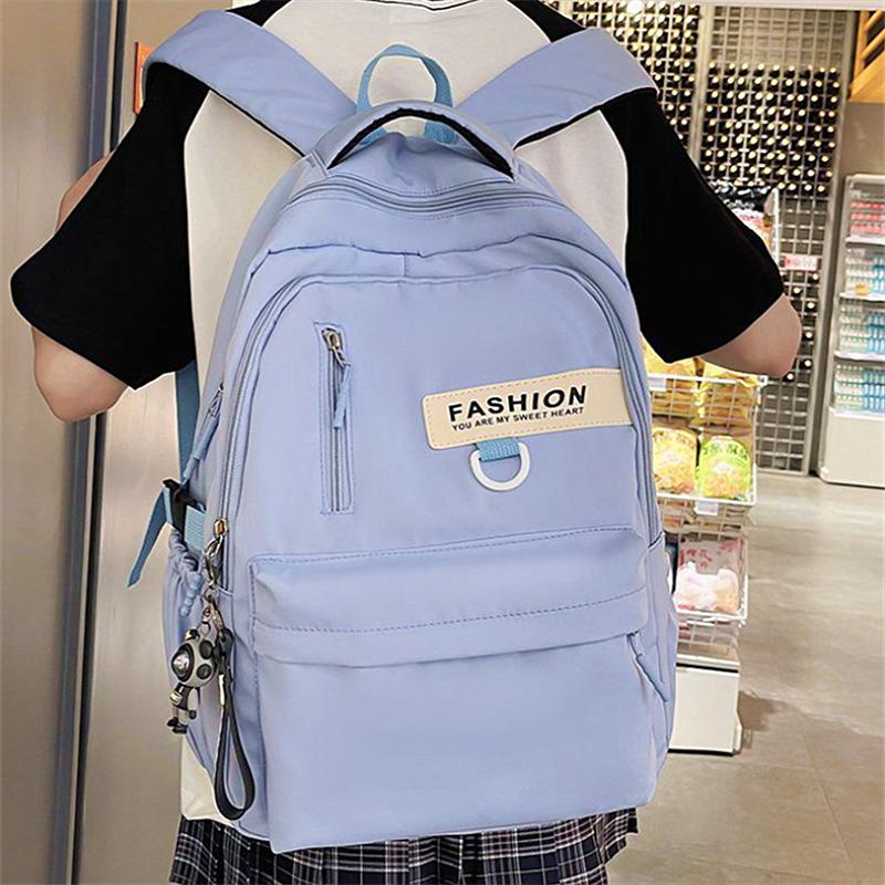 Solid Color Trendy Simple and Versatile College Students Backpack Large Capacity Travel Leisure Backpack