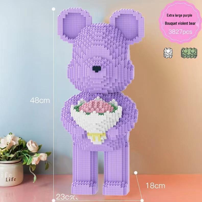 Girls' Compatible Lego: Violent Bear Building Block Series - Educational Micro-Block Interlocking Toys & Gifts