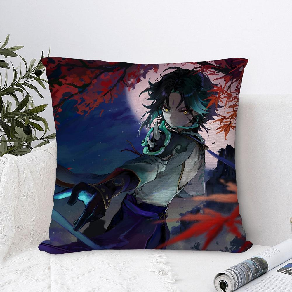 Xiao Genshin Impact Pillow Case Sofa Decorative Home Double-Sided Printing Short Plush Cushion Cover Throw Pillow Cover