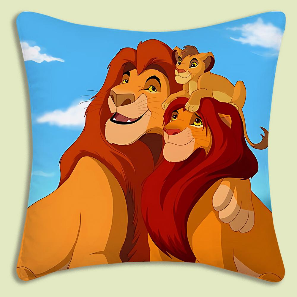 The Lion King Pillow Covers Cartoon Sofa Decorative Home Double-Sided Printing Short Plush Cute Cushion Cover