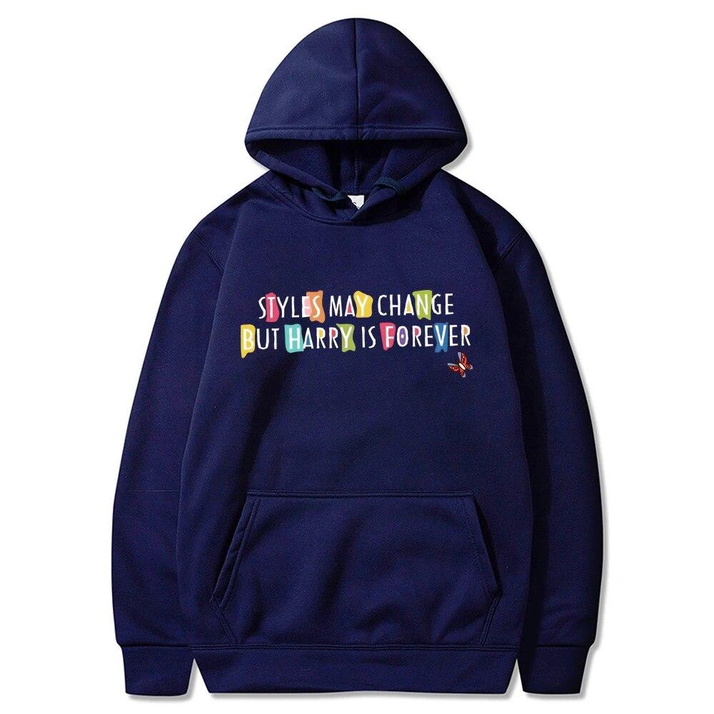 Unisex HoodieStyle May Change But Harry Is Forever Hoodie Vintage Y2k 90s Rainbow Colour Graphic Hooded Sweatshirt Love On Tour Xmas Hoodies