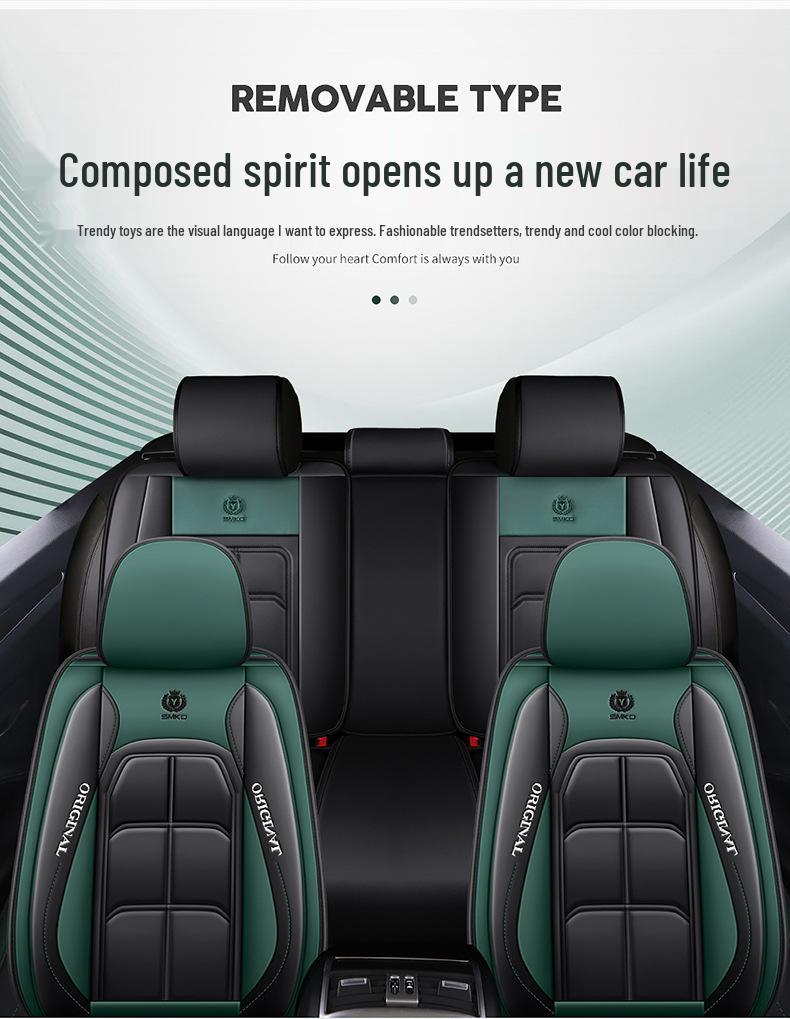 All-Season Nappa Leather Car Seat Cover with Full Coverage and Backrest Pad