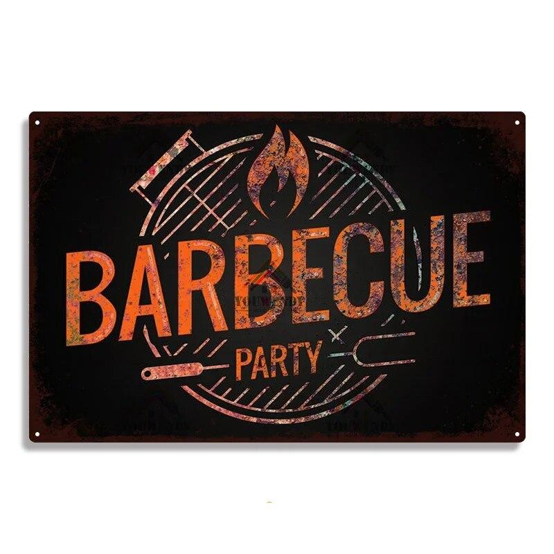 Hisun Tin Sign Retro DADS BBQ Metal Tin Signs Decorative Plaque Wall Decor for Barbecue Bar Pub Kitchen Party Zone Vintage Metal Plate