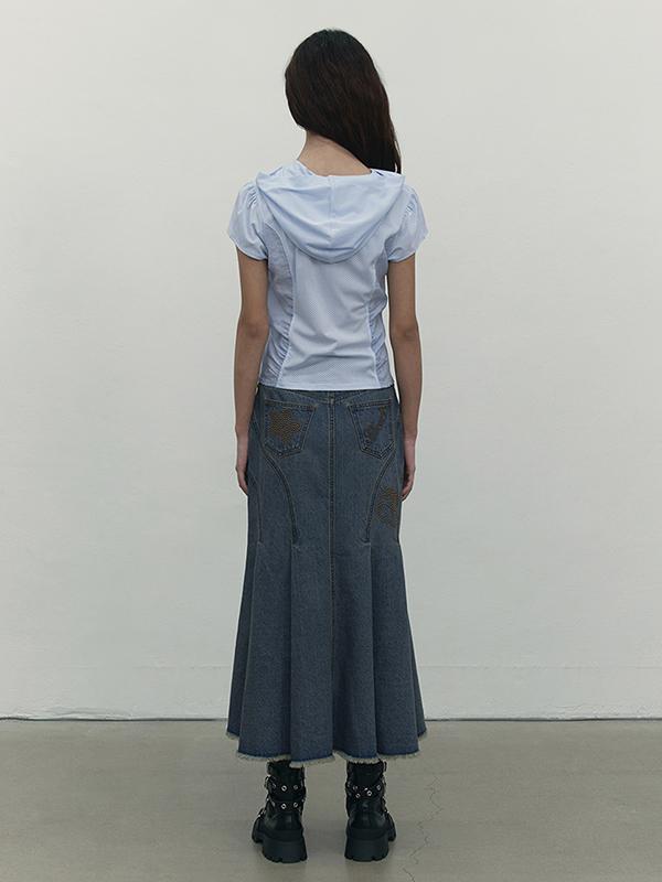 Kirsh Hotfix Trumpet Denim Skirt [Blue]