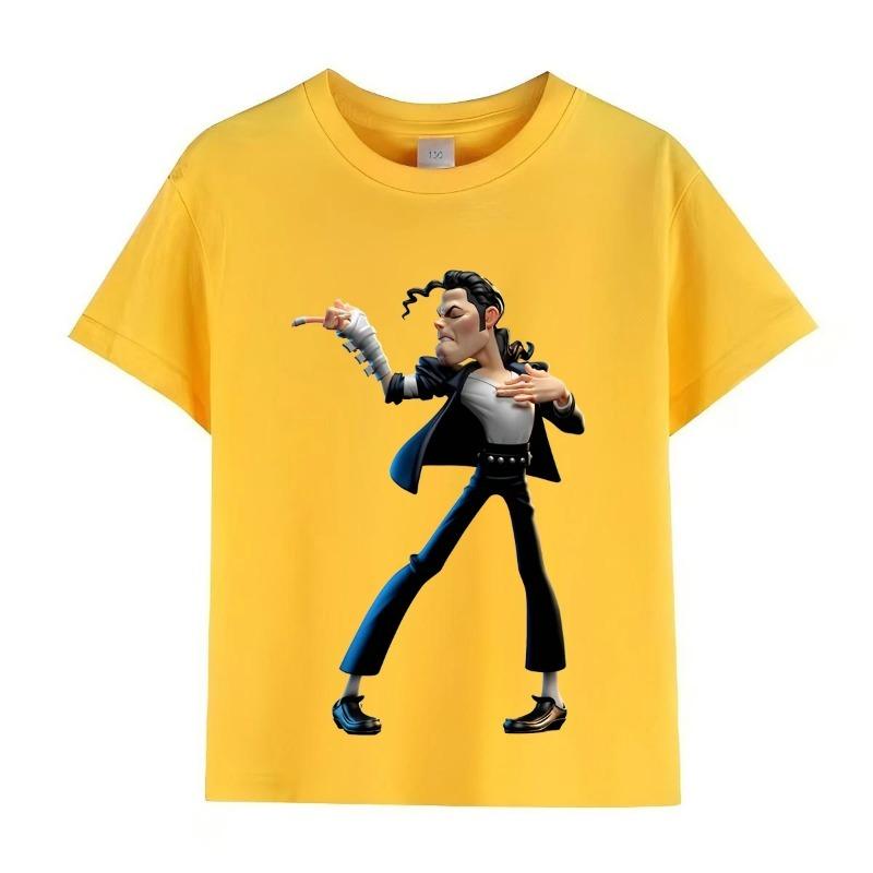 Kids Michael Jackson Rock N Roll T-Shirt Children's Fashion Crew Neck Top Summer Casual Clothes for Baby Boys And Girls