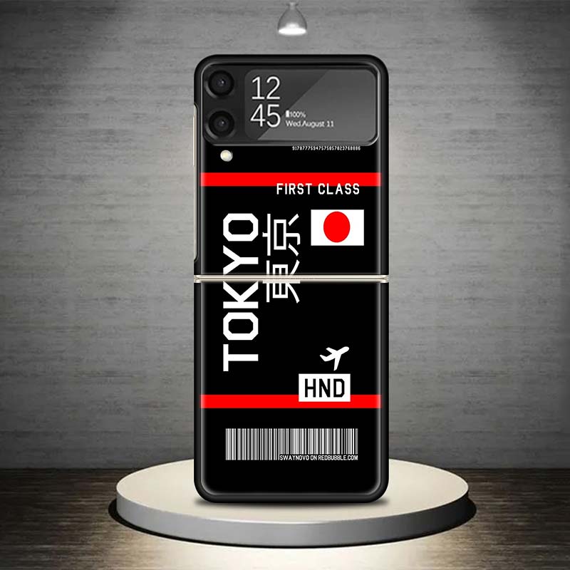 Airline Ticket Barcode Phone Case For Samsung Galaxy Z Flip 7 6 5 4 3 5G Shockproof Cover Z Flip7 Flip6 ZFlip5 Flip3 Flip4 Luxur
