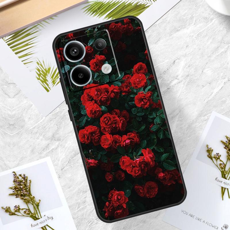 

Flower Red Rose Case For Xiaomi Redmi Note 14 Pro 12 11 10 13 15 Pro Plus Redmi 15 14C 10C 12C 13C 15C Cover Redmi Note 9
