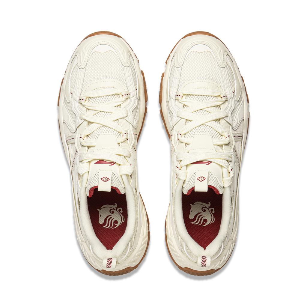 Li Ning Brown Sugar Cushioning Slip Resistant Abrasion Resistant Support Low top Casual Shoes Men's Ecru AGCW097-3