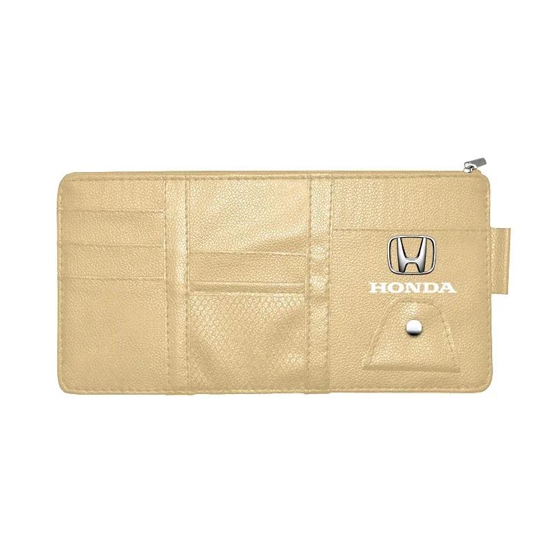 2025 Car New Honda Car Glasses Storage PU Leather Multi-Function Sun Visor Point Organizer Storage Pocket For Honda Fit Jazz Acc