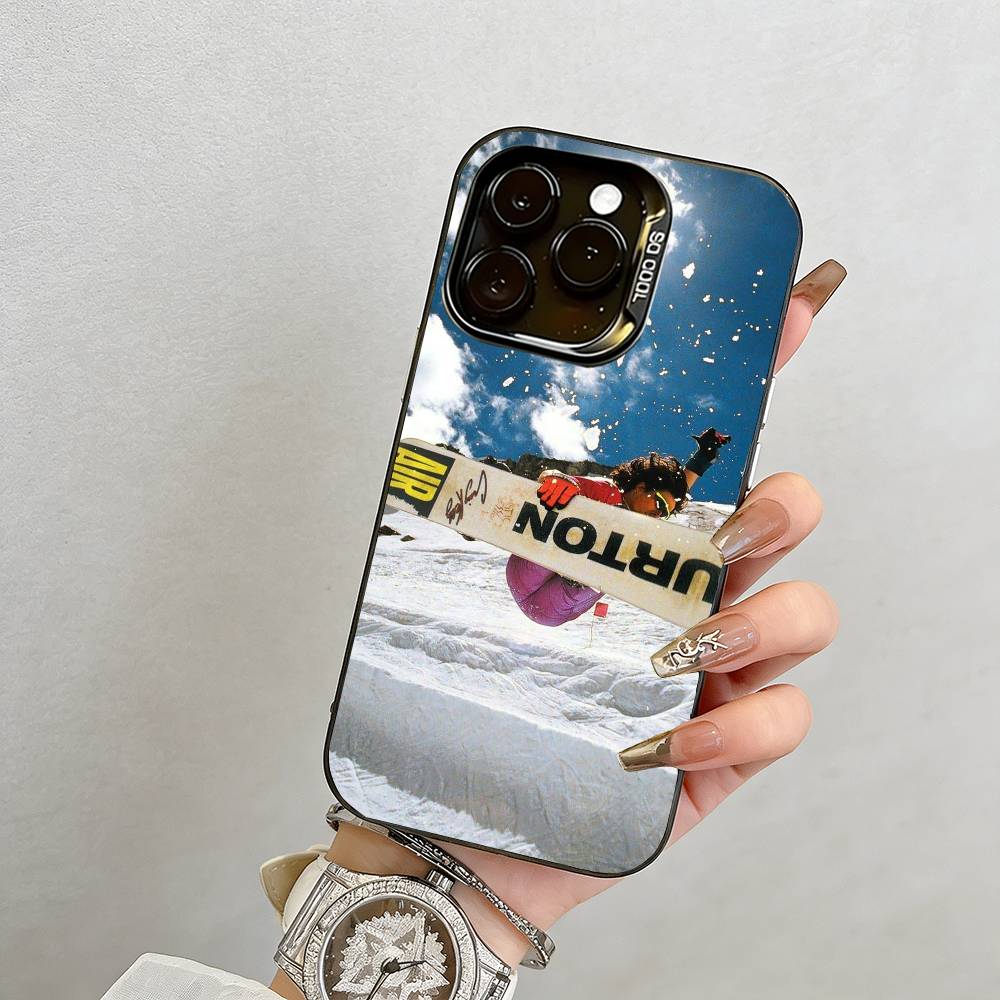 

Лыжи Чехол для iPhone 17,16,15,14,13,12,11 Plus,Pro Max,XS,Цветной Серебряный Покрытием Внутренняя Крышка iPhone12