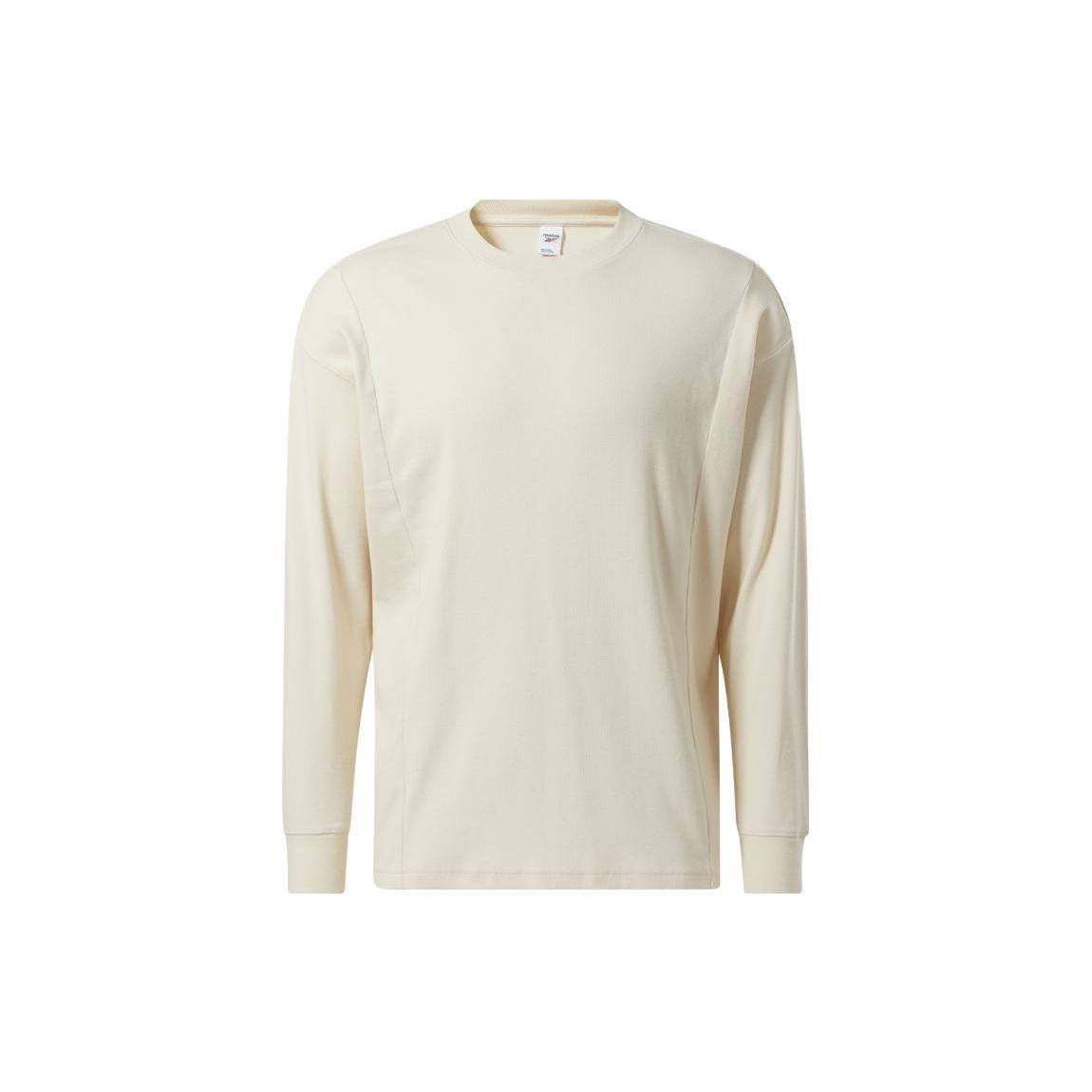 

Reebok Solid Color Loose Fit Round Neck Long Sleeve T-Shirt Unisex tops Off-White HG1587 M