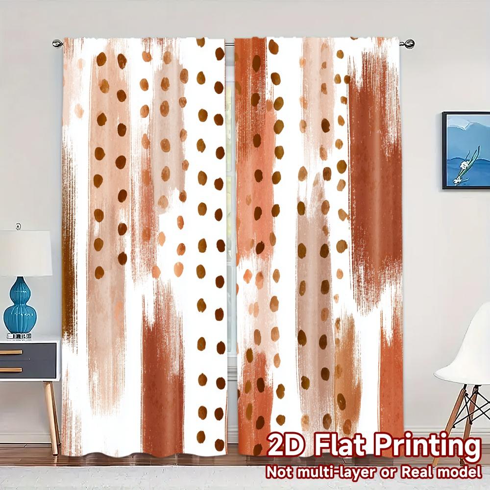 

Minimalist Flat Printing Jit Curtains Without Rod Dotty Drapes Popular Prints Sheer Set Of 2 Made Polyester W100*H70(CM)-Hooks&2PCS
