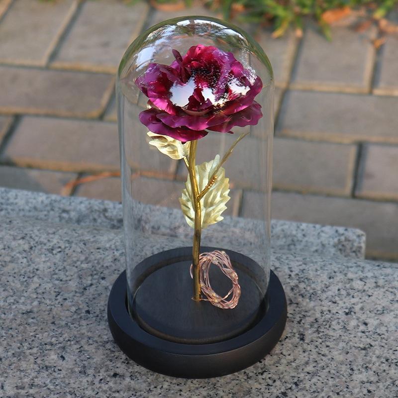 Romantive Eternal Rose LED Light Rose In Glass Dome For Valentine's Day Mother's Or Christmas Day Gift