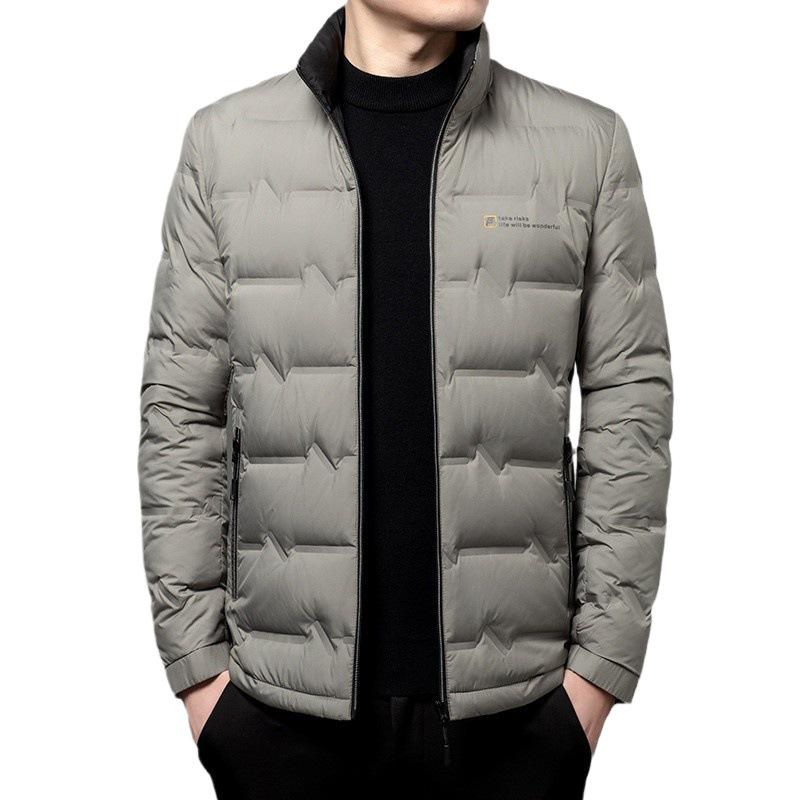 Men's Lightweight Duck Down Jacket - Stand Collar, Winter Warm, Ideal for Business & Casual Wear