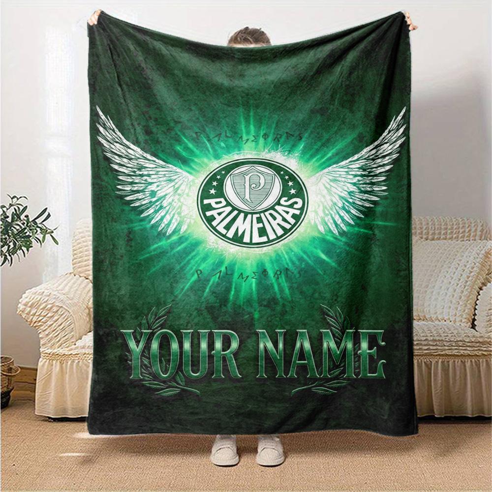 Name Custom SE Palmeiras Print Flannel Blanket High Quality Warm Comfortable Cover for All Seasons Perfect for Gifts Home Decor