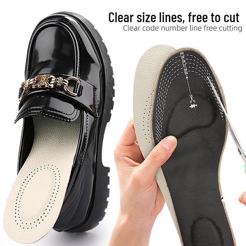 Leather Insole with Thickened Forefoot & Heel, Soft Latex Cushioning, Cuttable, Unisex, Sports, Anti-Wear.