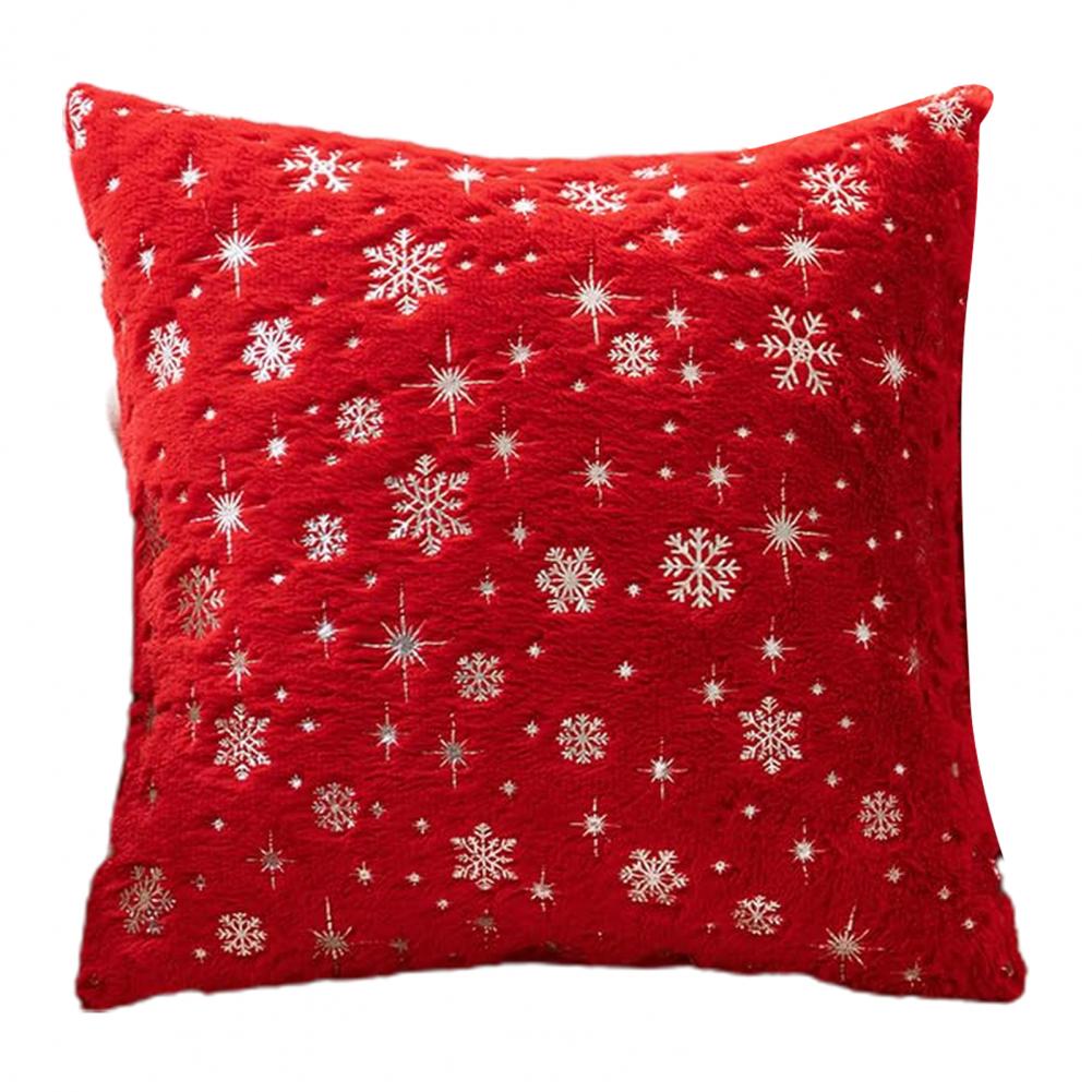 

45*45cm Throw Pillowcase Christmas Snowflake Printed Hidden Zipper Design Dust-proof Soft Comfortable Touch Plush Cushion Cover 135x180cm красный