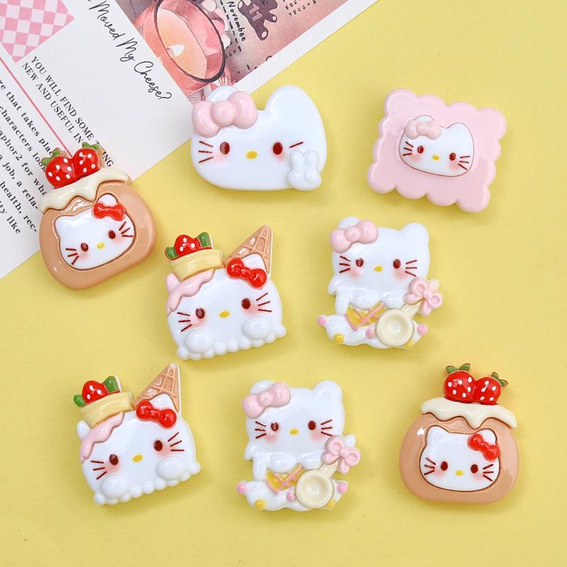 20/100PCS Cute Kitten Cookies Cartoon Cream Glue Accessories Creative Shoe Buckle Materials Resin Accessories DIY Accessories Ha
