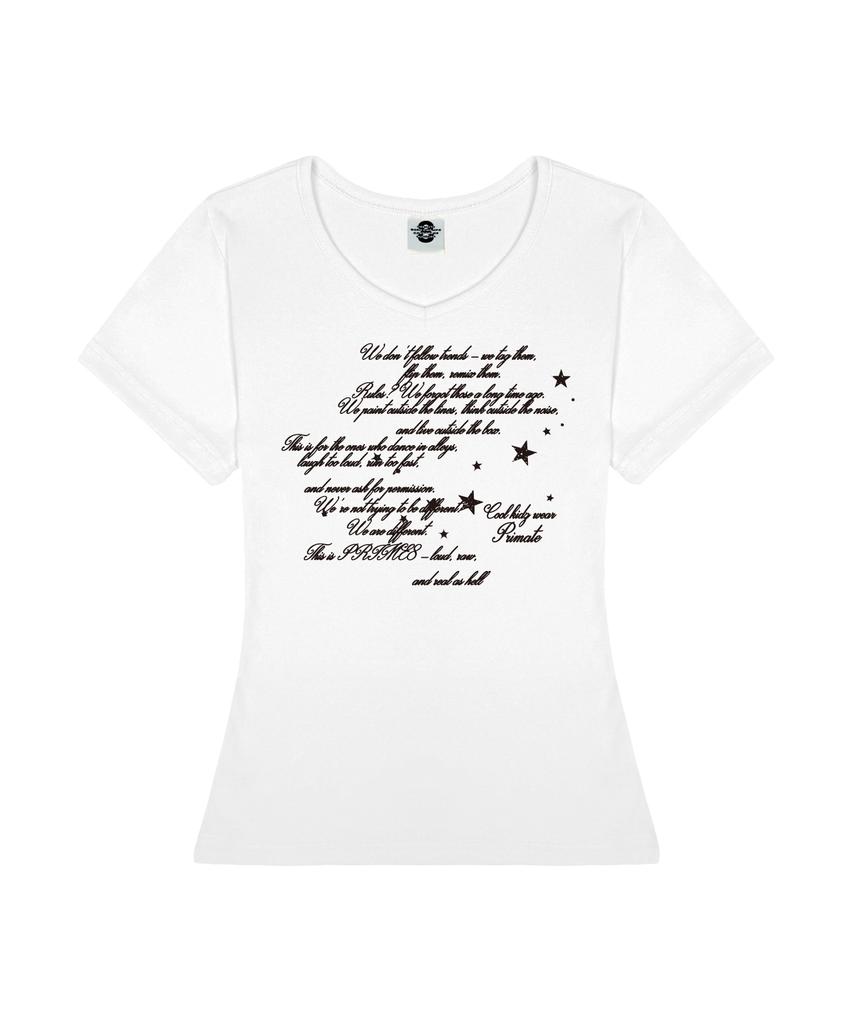 PRIMATE Write Women'S Ribbed V-Neck Slim Fit Short Sleeve T-Shirt 6 Colors